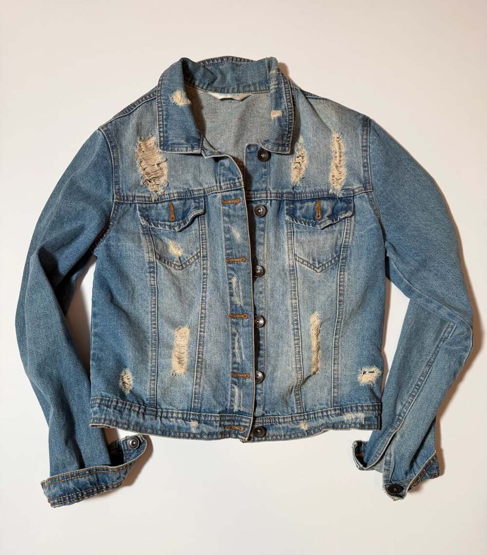 Highway Jeans Distressed Blue Denim Jacket Size M